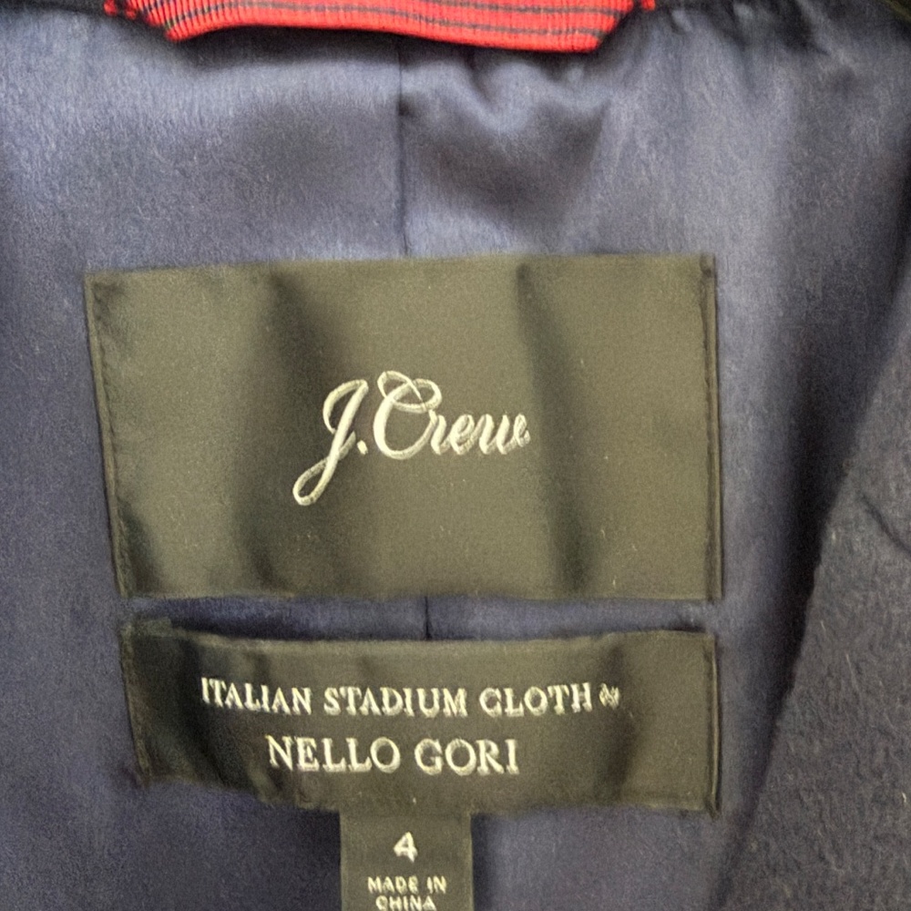 Sussex Style! J Crew Tipped Topcoat in Navy and White, Size 4 - Picture 4 of 5